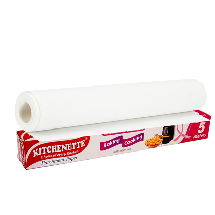 Kitchenette Baking & Cooking Parchment Paper Roll 5 Meter | Non Stick | Food Grade Butter Paper | Oven & Microwave Safe | Greaseproof Coreless Roll for Fat Free Cooking - (5 Mtr)