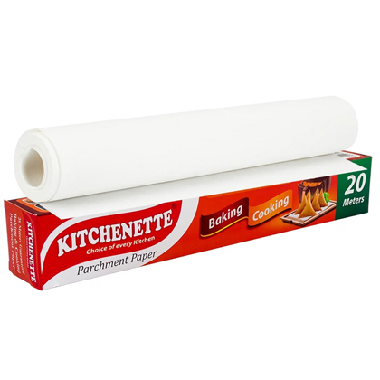 Kitchenette Parchment/Butter Paper Roll 20 Meter | Non-Stick Cooking Paper for Baking Cakes, Air Fryer & Oven | for Food/Roti Wrapping & Tiffin Packing | Food-Safe Heat Resistant White-Paper