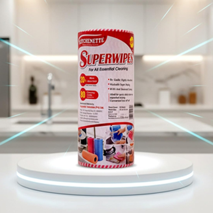 Kitchenette Non-woven Superwipes Washable Reusable Kitchen Towel (80 Sheets) | Super Absorbent Cleaning Roll Single (color may vary)  